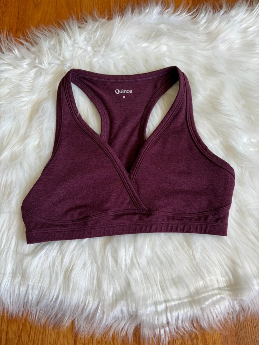 Quince Ultra-Soft V-Neck Racerback Bra Maroon Women's Medium
